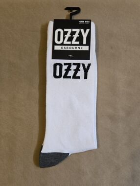 Ozzy Osbourne White Crew Socks with Black Logo